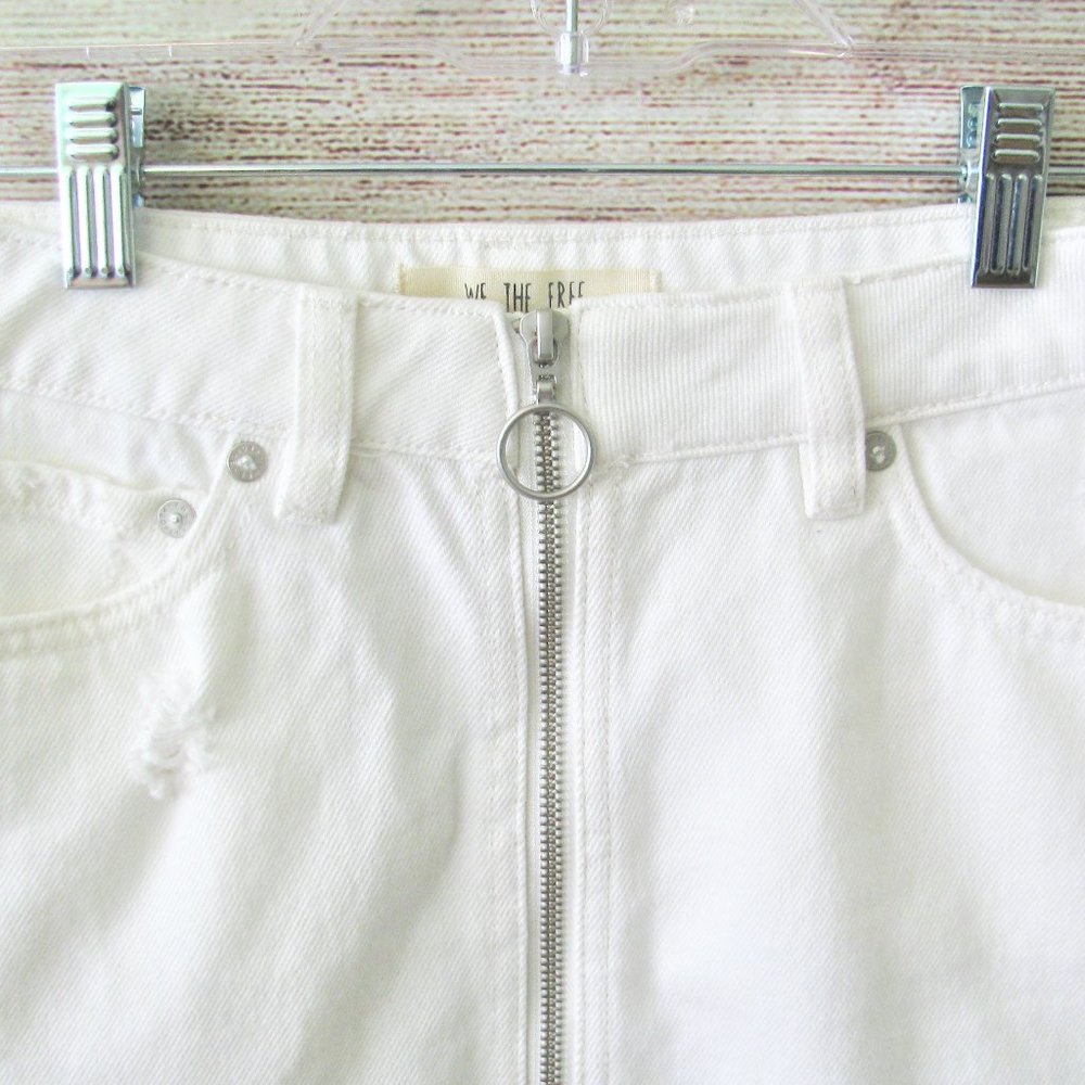 We The Free/Free People White Zip It Up Denim Mini Skirt - Picture 3 of 8